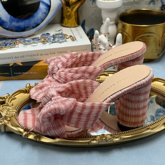 🆕 LOEFFLER RANDALL 🧿 NWOB Penny Soft Pink Gingham Pleated Bow Heel, Sz 7 - Picture 10 of 14